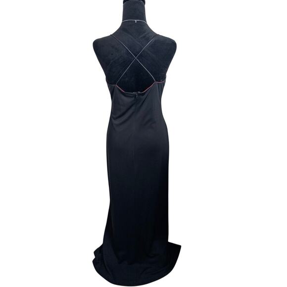 Y2K Bari Jay Black Red Ruffle Gown Formal Maxi Dress 9/10 - Picture 4 of 9